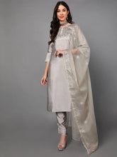 Poly Silk Embroidered Kurta Trousers Dupatta-PKSKD1433